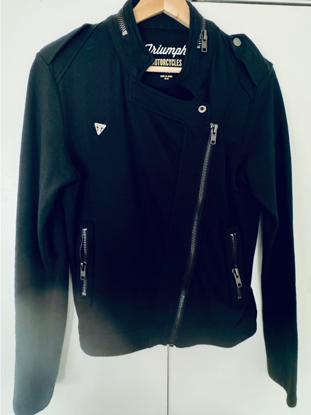 Triumph Motorcycles Black Moto Jacket Cotton Biker Zip Up